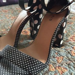 Torrid black and white polka-dot sandals. 8.5 wide.